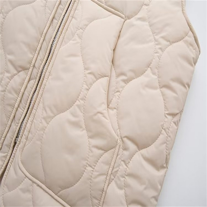 Ženski prsluk za sezonu jesen/zima 2023. Široki pamučni kaput bez rukava Gornji prsluk s patentnim zatvaračem