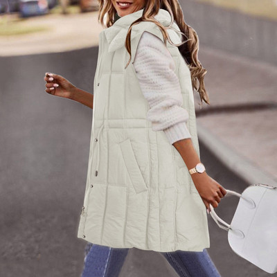 2023, veste supradimensionate din bumbac, haină fără mâneci, femei, toamnă, iarnă, vestă cu glugă, parka, lungă, caldă, îmbrăcăminte din bumbac