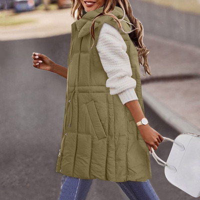 2023, veste supradimensionate din bumbac, haină fără mâneci, femei, toamnă, iarnă, vestă cu glugă, parka, lungă, caldă, îmbrăcăminte din bumbac