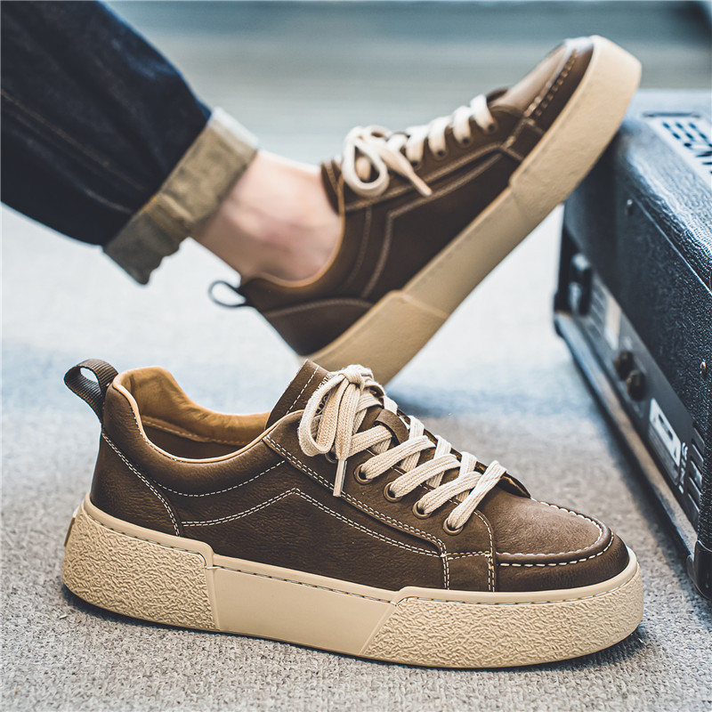 Modne jednobojne cipele za daske otporne na habanje Proljeće 2023. Popularne muške cipele za slobodno vrijeme Debeli potplati Udobne muške cipele protiv klizanja