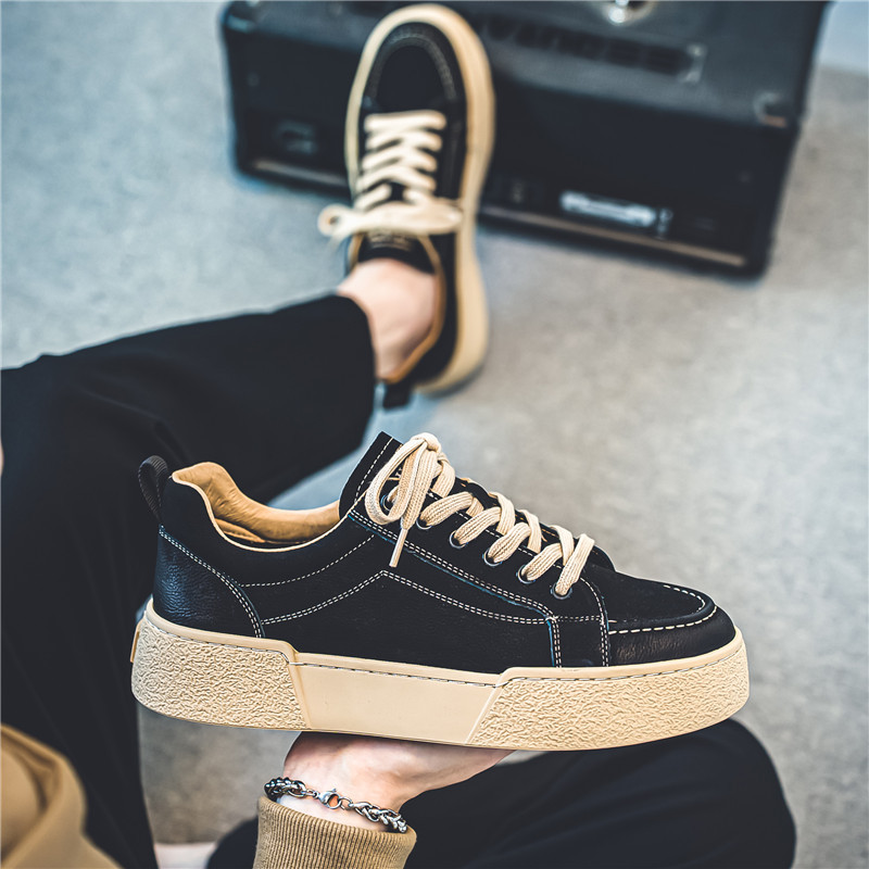 Modne jednobojne cipele za daske otporne na habanje Proljeće 2023. Popularne muške cipele za slobodno vrijeme Debeli potplati Udobne muške cipele protiv klizanja