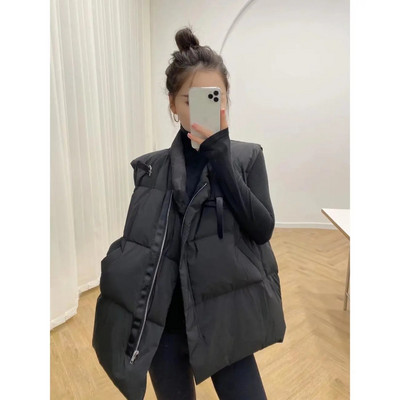 Prsluci za žene Jednobojni prsluci s ovratnikom Ležerni kardigani bez rukava Korejski stil Vintage prevelike jakne za žene Topovi