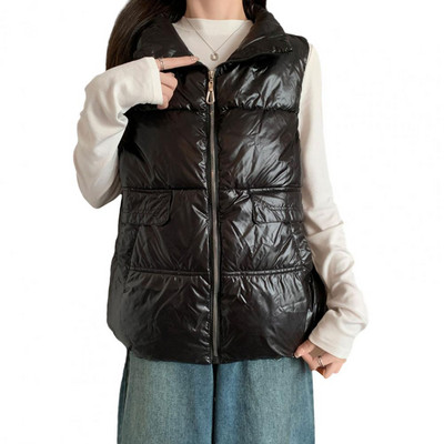 Ženski prsluk, podebljani, podstavljeni, ženski zimski prsluk, otporan na vjetar, zadržava toplinu, velika veličina, džepovi bez rukava, patentni zatvarač, hladno