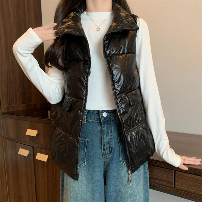 Ženski prsluk, podebljani, podstavljeni, ženski zimski prsluk, otporan na vjetar, zadržava toplinu, velika veličina, džepovi bez rukava, patentni zatvarač, hladno