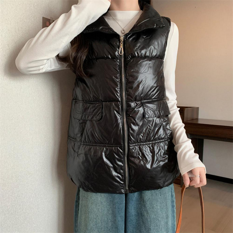 Ženski prsluk, podebljani, podstavljeni, ženski zimski prsluk, otporan na vjetar, zadržava toplinu, velika veličina, džepovi bez rukava, patentni zatvarač, hladno