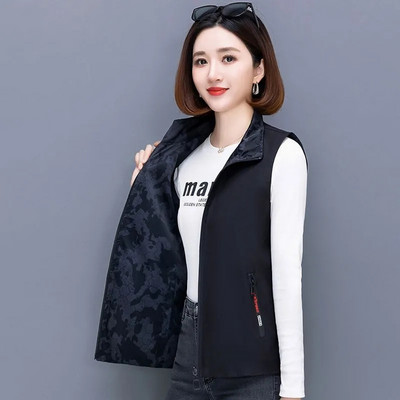 Moteriška dvipusė liemenė Naujos mados pavasario rudens paltai be rankovių trumpa striukė Liemenė, moteriška laisvalaikio viršūnė Chaleco Mujer 4XL