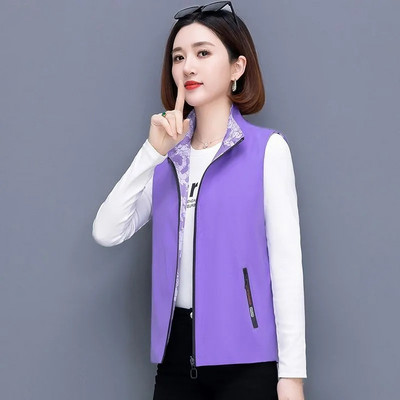 Moteriška dvipusė liemenė Naujos mados pavasario rudens paltai be rankovių trumpa striukė Liemenė, moteriška laisvalaikio viršūnė Chaleco Mujer 4XL