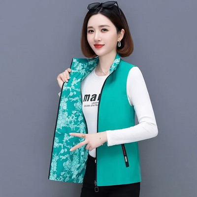 Moteriška dvipusė liemenė Naujos mados pavasario rudens paltai be rankovių trumpa striukė Liemenė, moteriška laisvalaikio viršūnė Chaleco Mujer 4XL