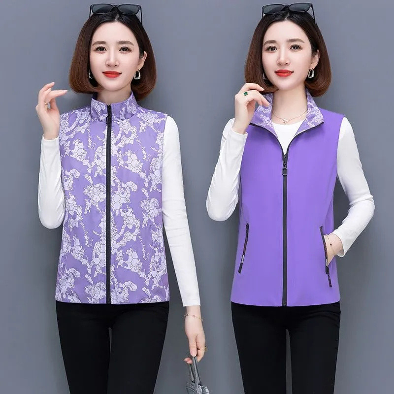 Moteriška dvipusė liemenė Naujos mados pavasario rudens paltai be rankovių trumpa striukė Liemenė, moteriška laisvalaikio viršūnė Chaleco Mujer 4XL