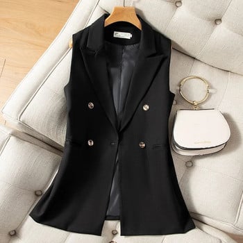 Ανοιξιάτικο καλοκαιρινό διπλό κοστούμι γυναικείο γιλέκο μασίφ αμάνικο σακάκι Κορεάτικο streetwear Γυναικείο γιλέκο επαγγελματικό παλτό Γυναικείο γιλέκο