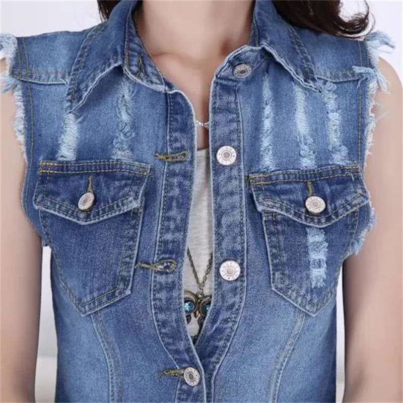 Traper prsluk jakna Žensko proljeće ljeto Jeans prsluk srednje dužine 2023 Nova ženska traper jakna bez rukava TASSEL