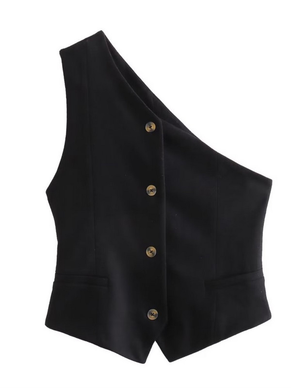 Modni ženski prsluk 2023. Ženski prsluci bez rukava Chic Ženski bijeli prsluk na jedno rame