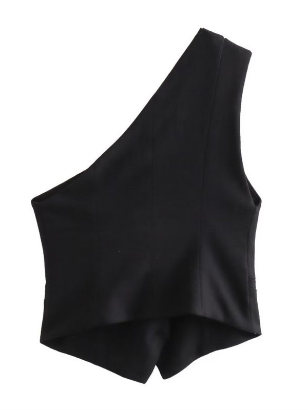 Modni ženski prsluk 2023. Ženski prsluci bez rukava Chic Ženski bijeli prsluk na jedno rame