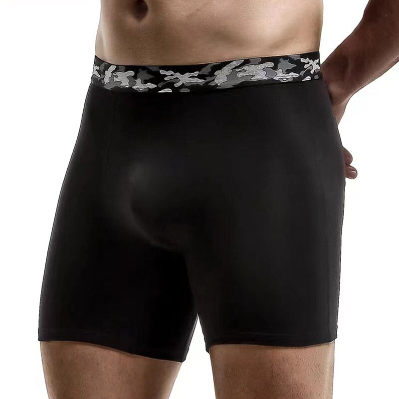 Bărbați Boxer Chiloți Lenjerie de corp Negru XL XXL 3XL Moda Camuflaj Curea Sport Casual Moale Neted