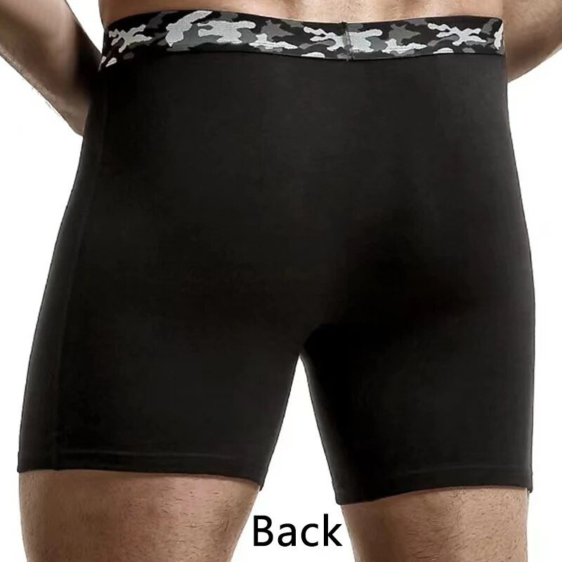 Bărbați Boxer Chiloți Lenjerie de corp Negru XL XXL 3XL Moda Camuflaj Curea Sport Casual Moale Neted