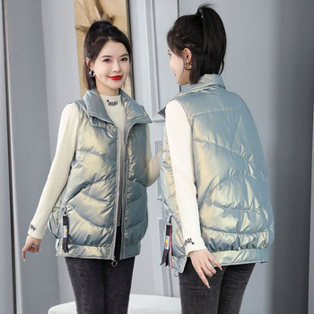 Γυναικείο Loose Fashion Trend Ευέλικτο Γιλέκο Γυναικείο Παλτό 2023 =Κορεάτικο Φοιτητικό Φθινόπωρο Χειμώνα πουού Βαμβακερό αμάνικο γιλέκο Q369