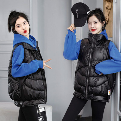 Ženski labavi modni trend, svestrani prsluk, ženski kaput 2023 = korejski student, jesen-zima, pamučni prsluk bez rukava Q369