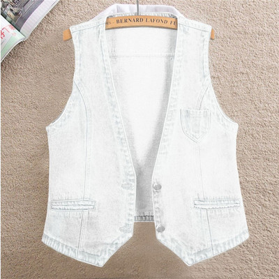 Vestă de denim de modă, haine de stradă pentru femei, cu gât în V, vestă de vară, vestă de dimensiuni mari, blugi, jachetă fără mâneci, Chaleco Mujer 6XL