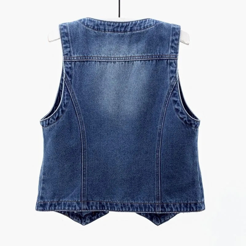 Vestă de denim de modă, haine de stradă pentru femei, cu gât în V, vestă de vară, vestă de dimensiuni mari, blugi, jachetă fără mâneci, Chaleco Mujer 6XL