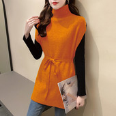 Modna dolčevita pletena džemper bez rukava Ženska odjeća 2022. Labavi novi ležerni puloveri Topovi za sve