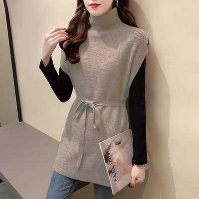 Modna dolčevita pletena džemper bez rukava Ženska odjeća 2022. Labavi novi ležerni puloveri Topovi za sve