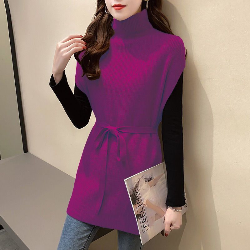 Modna dolčevita pletena džemper bez rukava Ženska odjeća 2022. Labavi novi ležerni puloveri Topovi za sve