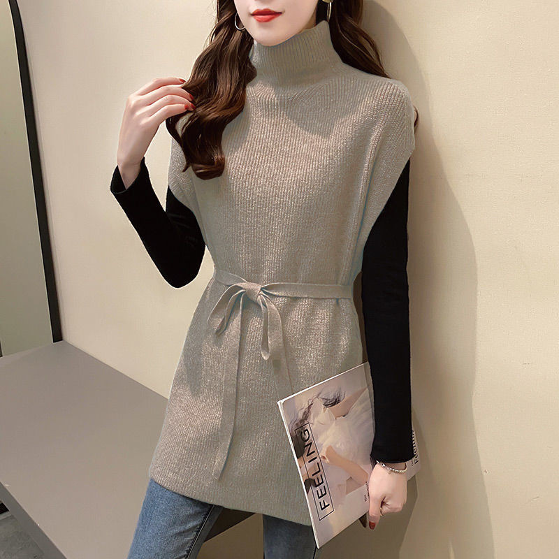 Modna dolčevita pletena džemper bez rukava Ženska odjeća 2022. Labavi novi ležerni puloveri Topovi za sve