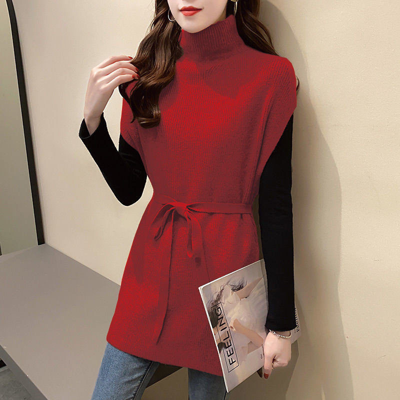 Modna dolčevita pletena džemper bez rukava Ženska odjeća 2022. Labavi novi ležerni puloveri Topovi za sve