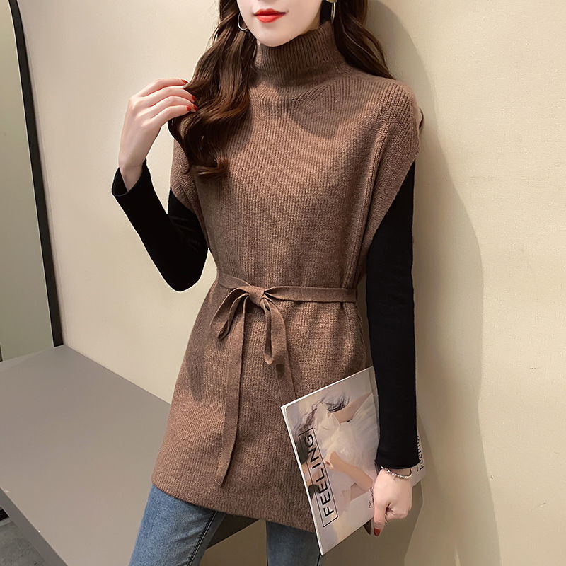 Modna dolčevita pletena džemper bez rukava Ženska odjeća 2022. Labavi novi ležerni puloveri Topovi za sve