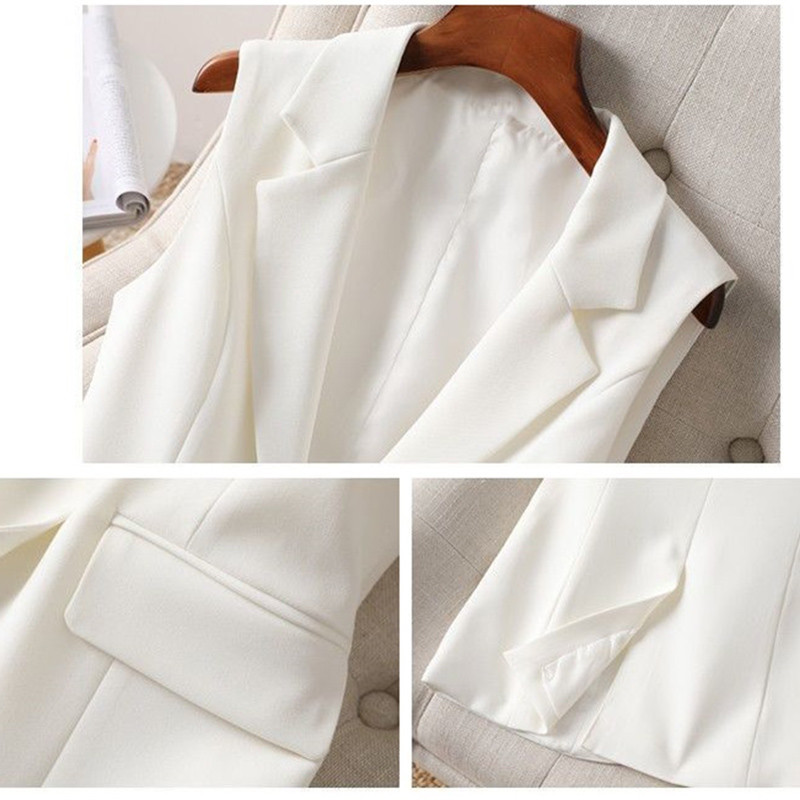 Proljeće Jesen Ženski blejzer prsluk srednje dugačak sako bez rukava s jednim gumbom Ženska jednobojna vanjska odjeća Prsluk Ženske ležerne majice