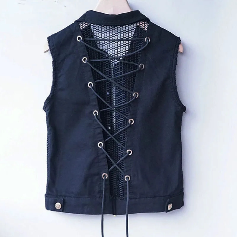 Traper prsluk Ženski novi proljeće/ljeto 2022. Jakna bez rukava sa šupljim naramenicama Kardigan gornji dijelovi Ženski prsluk Chaleco Mujer Kaputi 3XL