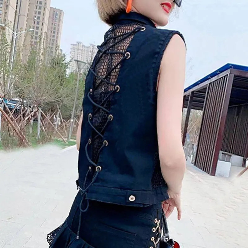 Traper prsluk Ženski novi proljeće/ljeto 2022. Jakna bez rukava sa šupljim naramenicama Kardigan gornji dijelovi Ženski prsluk Chaleco Mujer Kaputi 3XL