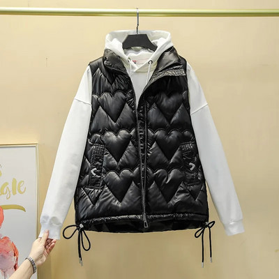 Ženska samostojeća kragna 2022. Nova kratka pamučno podstavljena jakna svijetlih boja bez rukava Ženski jesenski zimski prsluk Kaput Gornja odjeća