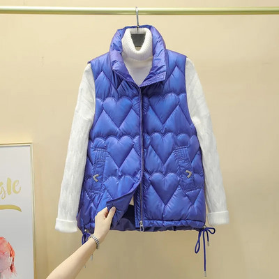 Ženska samostojeća kragna 2022. Nova kratka pamučno podstavljena jakna svijetlih boja bez rukava Ženski jesenski zimski prsluk Kaput Gornja odjeća