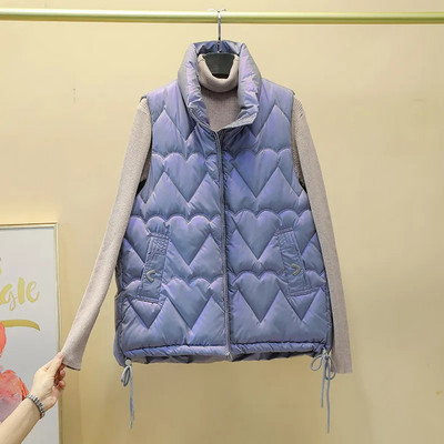 Ženska samostojeća kragna 2022. Nova kratka pamučno podstavljena jakna svijetlih boja bez rukava Ženski jesenski zimski prsluk Kaput Gornja odjeća