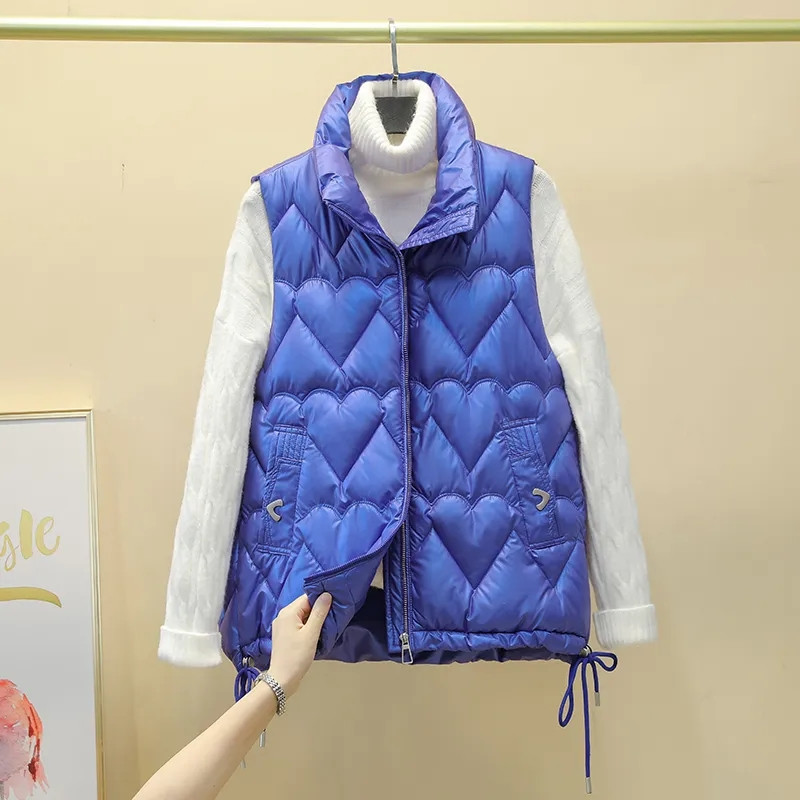 Ženska samostojeća kragna 2022. Nova kratka pamučno podstavljena jakna svijetlih boja bez rukava Ženski jesenski zimski prsluk Kaput Gornja odjeća