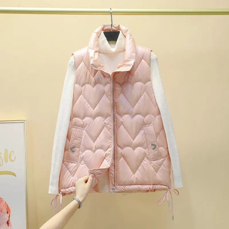 Ženska samostojeća kragna 2022. Nova kratka pamučno podstavljena jakna svijetlih boja bez rukava Ženski jesenski zimski prsluk Kaput Gornja odjeća