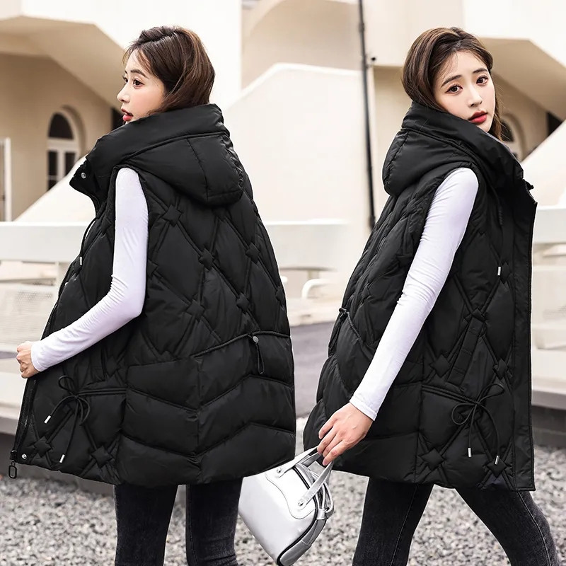 Moteriška striukė be rankovių Nauja rudens žiemos paltai, mada, laisvalaikio šilta moteriška liemenė Viršutiniai drabužiai Moteriška liemenė su gobtuvu Moteriški viršutiniai drabužiai