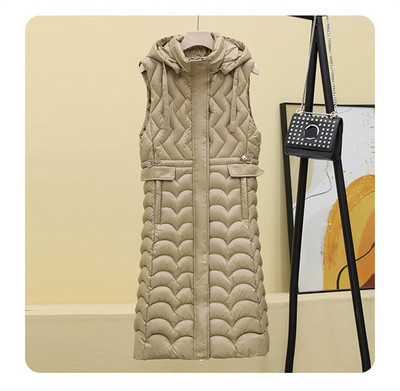 Novi Jesen Zima Ženski prsluk bez rukava Topla pufer jakna Ultra lagana srednje duga pamučna vesta Ženska vanjska odjeća Ležerne majice