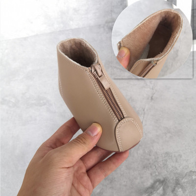 Nou Toamnă Iarnă Culoare uni Fermoar frontal Cizme scurte pentru copii Pantofi pentru fetițe Cizme din piele pentru copii mici Cizme de modă pentru copii