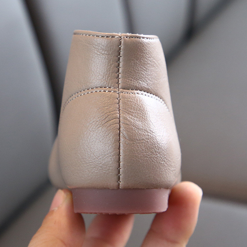 Nou Toamnă Iarnă Culoare uni Fermoar frontal Cizme scurte pentru copii Pantofi pentru fetițe Cizme din piele pentru copii mici Cizme de modă pentru copii