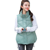 Jachetă de iarnă pentru femei 2021, nouă, solidă, cu guler stand, cu fața în jos, din bumbac, vestă fără mâneci, jachetă scurtă pentru femei.