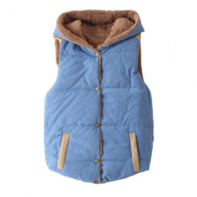 Zimná kašmírová vesta pre ženy s kapucňou, hrubá bunda bez rukávov, ležérna voľná vesta s padde, pevná teplá vesta s vreckom, Chaleco Mujer