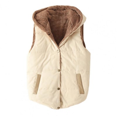 Zimná kašmírová vesta pre ženy s kapucňou, hrubá bunda bez rukávov, ležérna voľná vesta s padde, pevná teplá vesta s vreckom, Chaleco Mujer