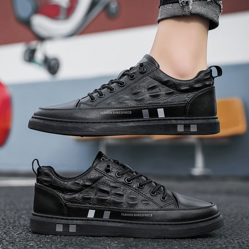 Pánske ležérne topánky z umelej kože, jarné pánske ležérne ľahké topánky, tenisky so šnurovacími šnurovacími topánkami, priedušné, vonkajšie