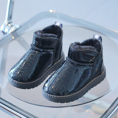 Nove zimske dječje cipele čiste boje Vodootporne prozirne gležnjače Čizme od krznene PU kože Neklizajuće kratke čizme za dječake i djevojčice F08222