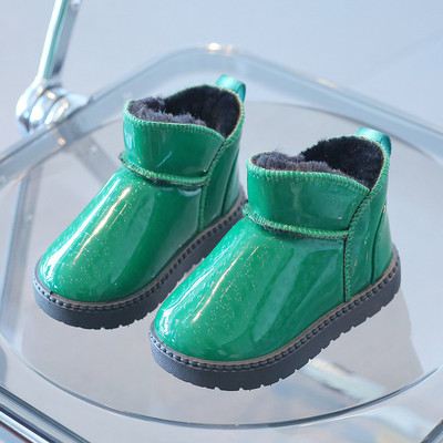 Nove zimske dječje cipele čiste boje Vodootporne prozirne gležnjače Čizme od krznene PU kože Neklizajuće kratke čizme za dječake i djevojčice F08222