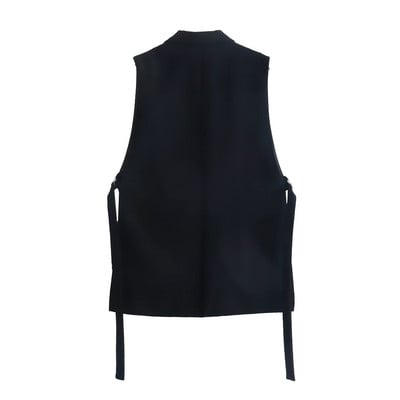 Dámska vesta Módna všestranná jednofarebná bezrukávová bunda Čierna biela vesta Dámske vrchné oblečenie Chaleco Mujer Dámske oblečenie