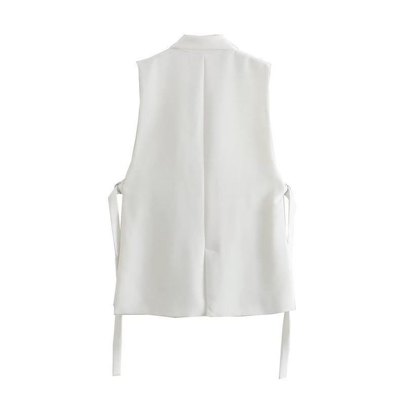 Dámska vesta Módna všestranná jednofarebná bezrukávová bunda Čierna biela vesta Dámske vrchné oblečenie Chaleco Mujer Dámske oblečenie
