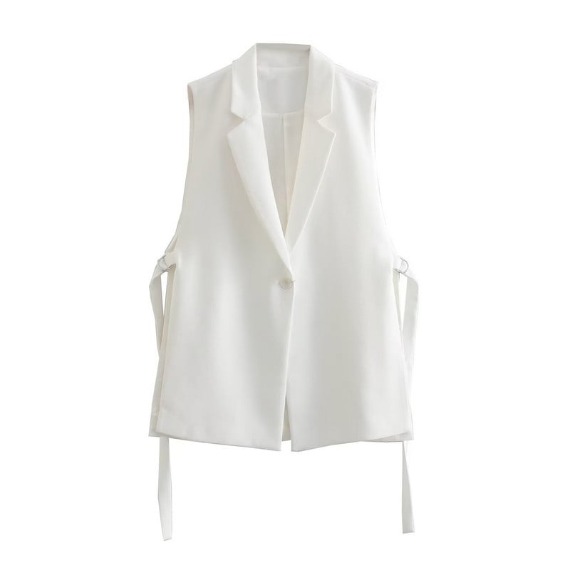 Dámska vesta Módna všestranná jednofarebná bezrukávová bunda Čierna biela vesta Dámske vrchné oblečenie Chaleco Mujer Dámske oblečenie